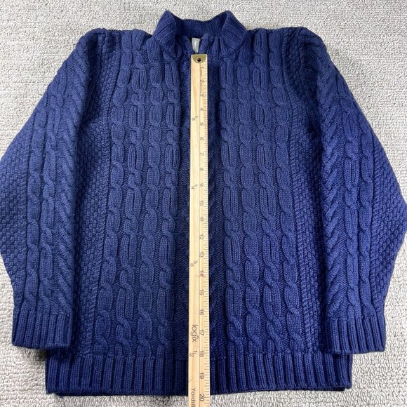 Hanna Andersson 1/4 Zip Cable Knit Sweater Blue Men’s Size Medium - Picture 4 of 7